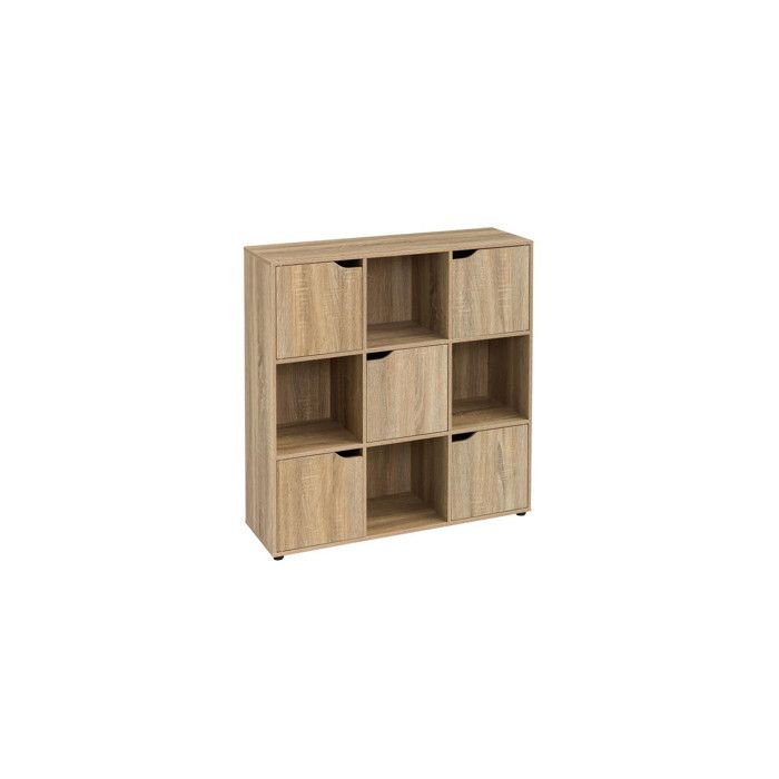 etagere basse en bois mdf 9 casiers 5 portes facon console 0 000000 cdiscount maison