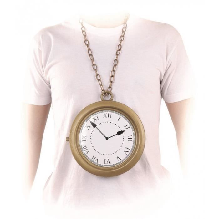 Collier Horloge Géante - Accessoire de Déguisement - Femme - Blanc