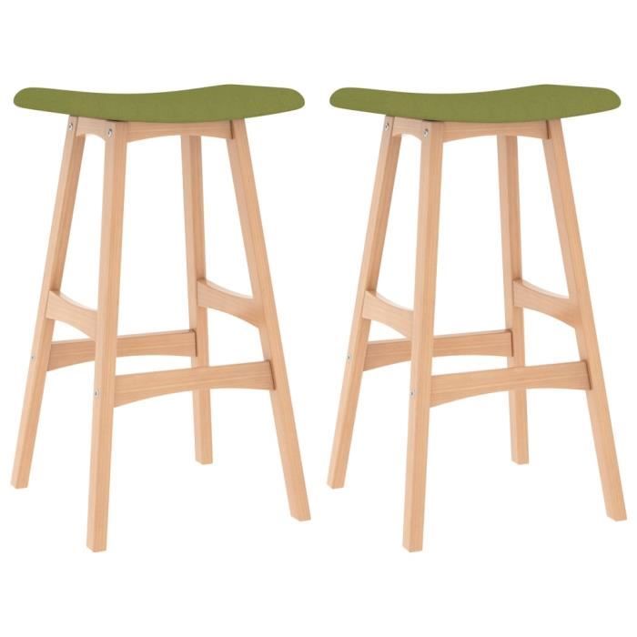 market® lot de 2 tabourets de bar - fauteuil de bar - tabouret de bureau mode vert tissu 14476