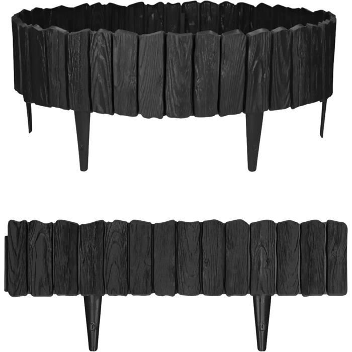 Bordure De Parterre En Bois Rouleau 200cm - Clôture Jardin Flexible, Hauteur 10cm, Pin Traité, Installation Facile Sans Outils