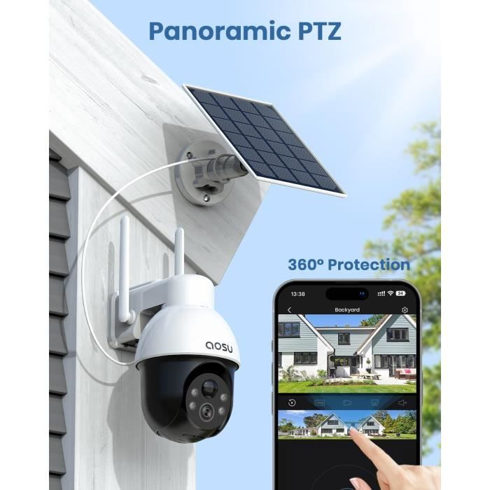 360° Pan Tilt Reolink Argus PT Caméra Solaire Extérieure - 5MP WiFi 360° - Détection Humaine - Audio Bidirectionnel Camera Surveillance Solaire