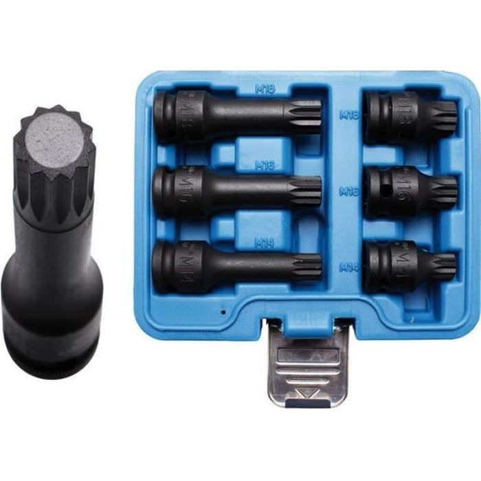 Jeu De 8 Clés À Douilles Dents Multiples VW M4 a M16 en Acier Choc