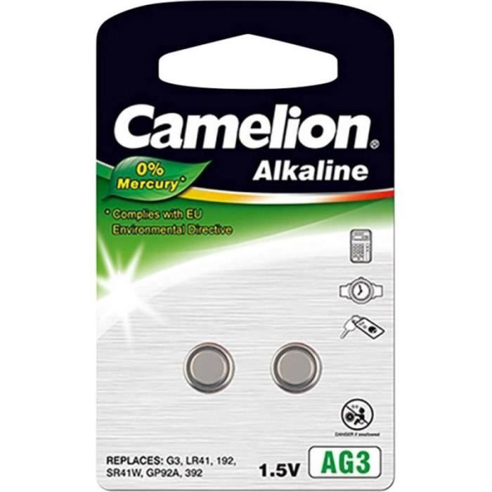 Piles boutons Alcaline AG 3 / LR41 / 392 / 192 / Blister de 2 piles « SANS  MERCURE » CAMELION - Cdiscount Jeux - Jouets