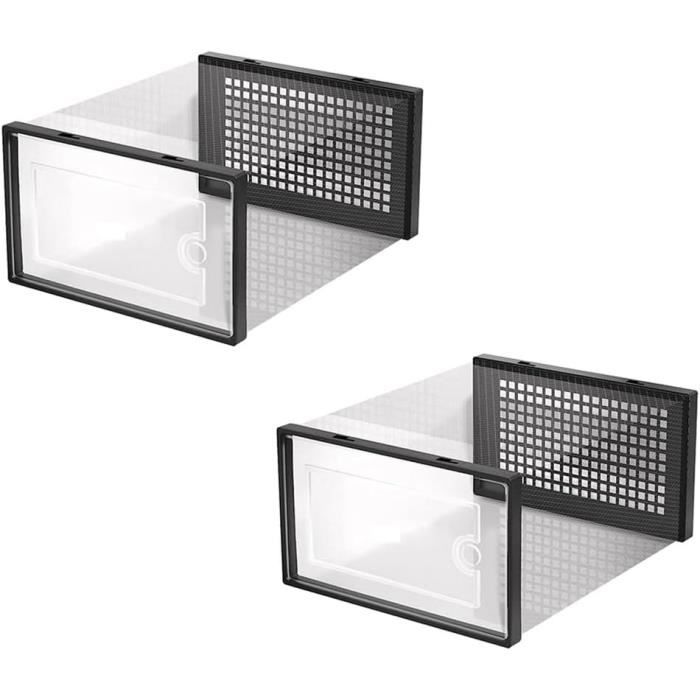 VBNZBK Boîte à Chaussures Empilable Plastique Rigide Transparente - Rangement 34.8x27x18.5 Cm