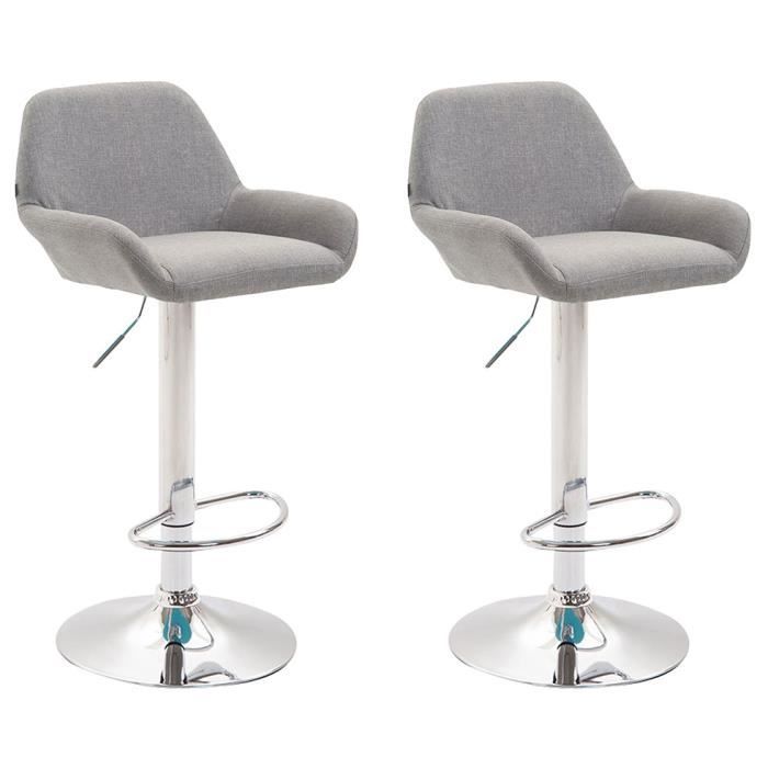 Tabourets de bar Braga en tissu - CLP - Lot de 2 - Gris - Intérieur - Réglable en hauteur - Métal Tabourets de bar Braga en tissu - CLP - Lot de 2 - Gris - Intérieur - Réglable en hauteur - Métal