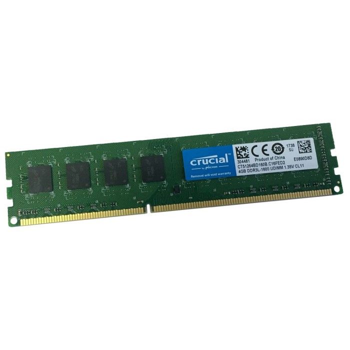 4Go Ram Crucial Ct51264Bd160B.C16Fed2 Pc3L-12800U Ddr3 2Rx8 1600Mhz 1.35V Cl11