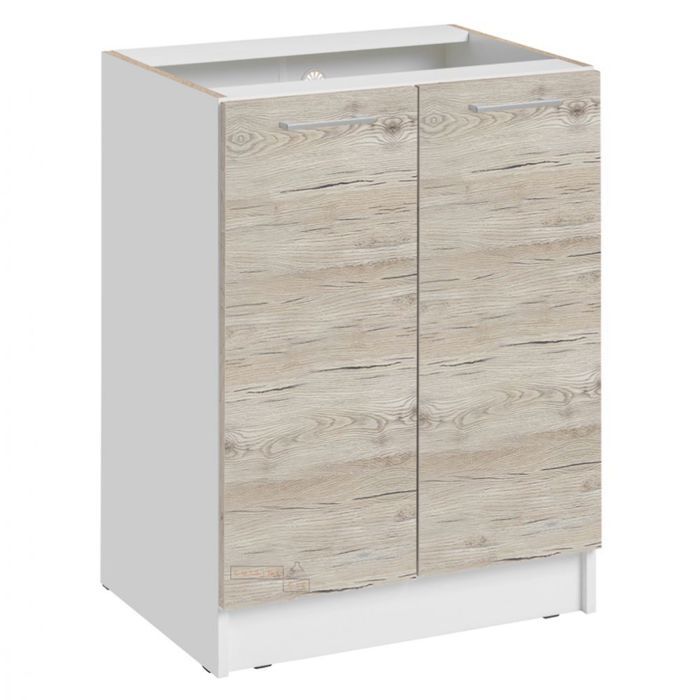 Meuble bas de cuisine Eco Noyer Blanchi 2 portes L 60 cm - Cuisineandcie