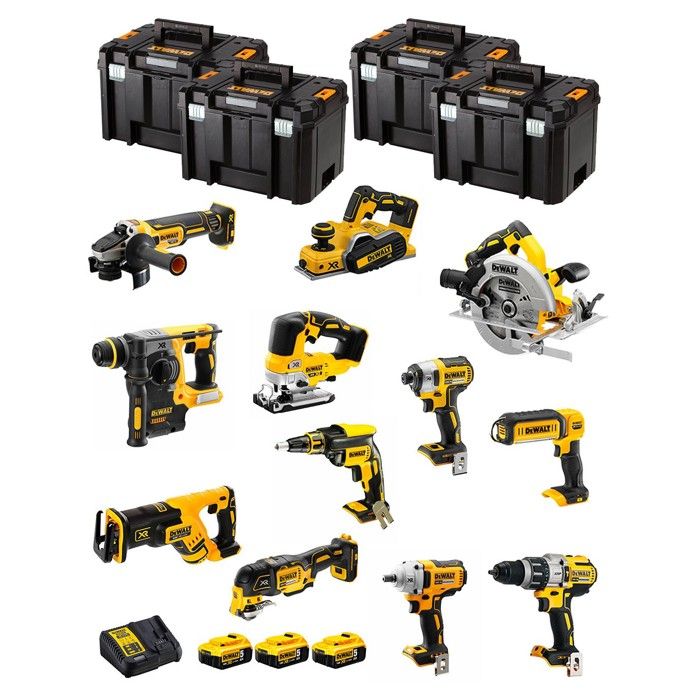DeWALT Kit DWK1201T DCD996+DCH273+DCG405+DCF887+DCF894+DCS334+DCS570+ DCS355+DCP580+DCS367+DCL050+DCF620+3x50Ah+DCB115