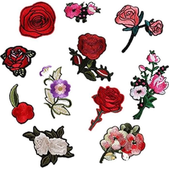 Patch Thermocollant Fleur Mauve Rose Pistil Jaune - Applique Décorative Réf. C124