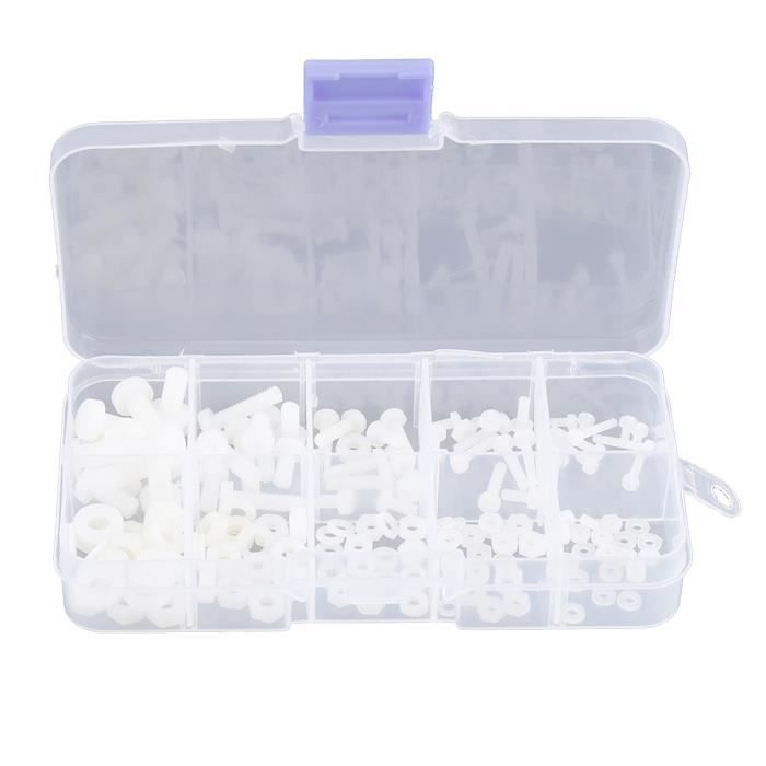 50 x douilles en nylon, vis de machine en plastique M4 x 20mm, boulons