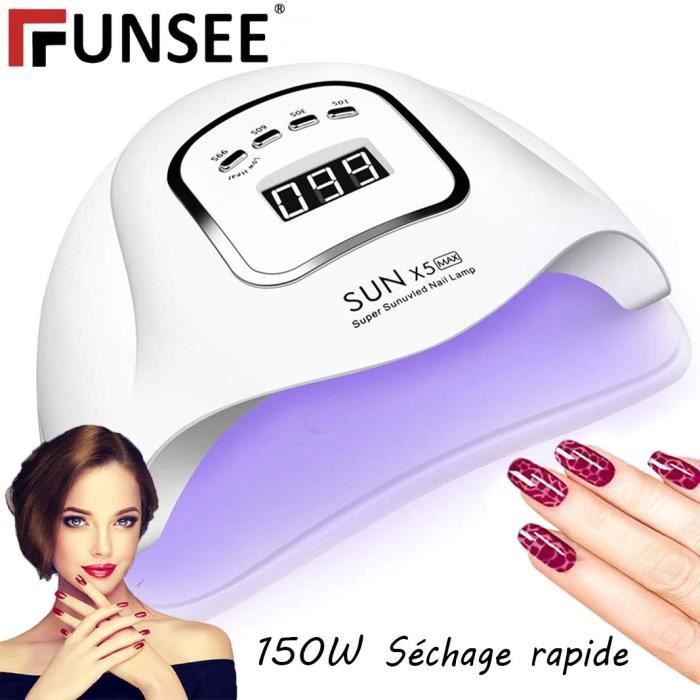 Lampe à ongles - FUNSEE - 150W - Séchage rapide - 4 minuteries automatiques - Mixte