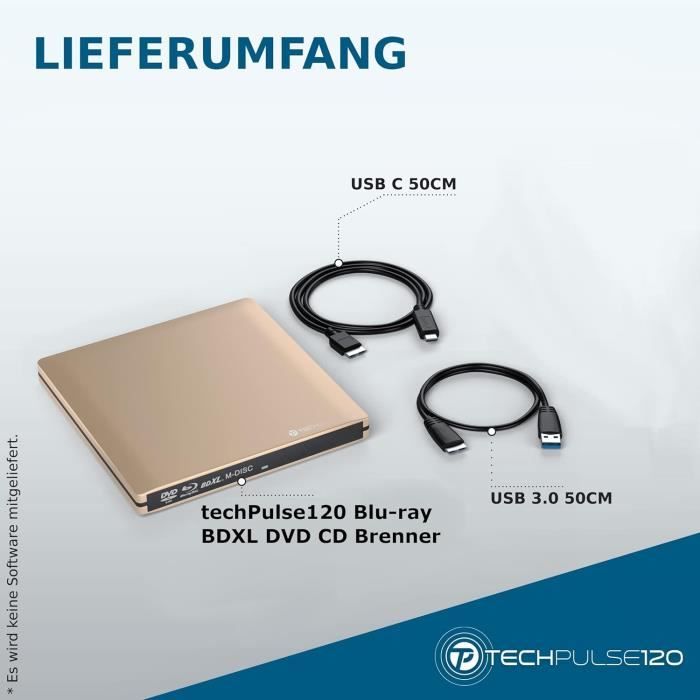Lecteur Blu-Ray Externe Custom Catch 7-en-1 - USB 3.0/Type-C - Compatible Windows/Mac