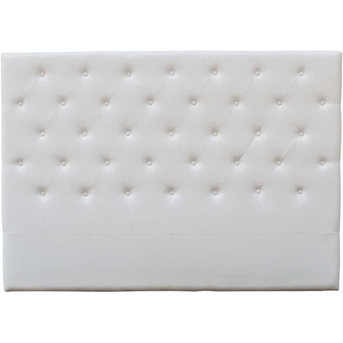 tête de lit capitonnée "déco" - 149 cm pour lit: 140 x 190 cm - blanc - en pvc