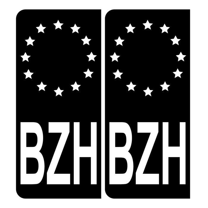 Lot De 4 Stickers Plaques Immatriculation Dept 22 Bretagne - Noir, Angles Carrés, Fabrication Française
