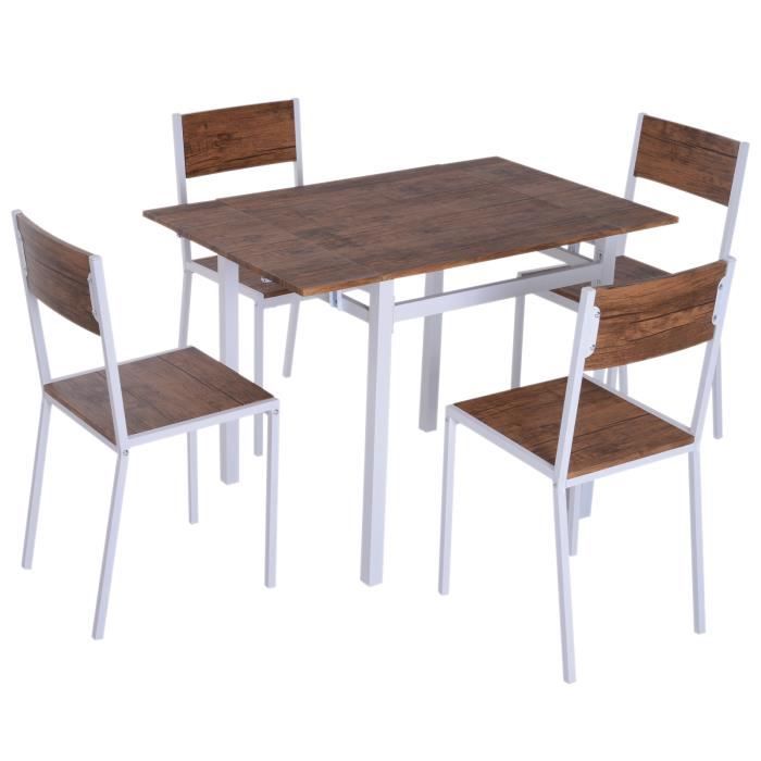 Table De Salle à Manger Extensible Avec 4 Chaises Acier