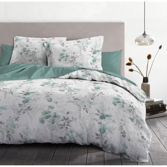 POMPADOUR Parure de draps 3 pièces 100% coton - Vert - 240x300 cm