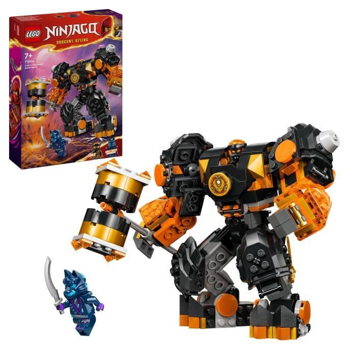 LEGO® 71806 NINJAGO Le Robot Élémentaire de la Terre de Cole, Jouet avec 2 Personnages dont une Mini