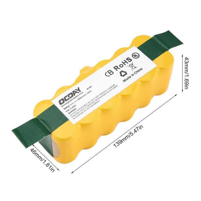 Batterie De Rechange 14.4V 5000mAh Pour Roomba I3, I4, I5, I6, I7, I8, J7, E5 - Li-ion - Remplacement Facile