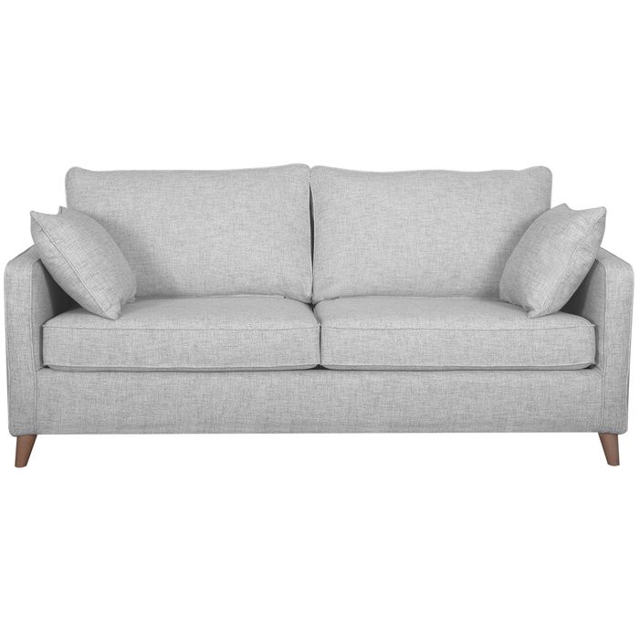 Miliboo - Canapé convertible scandinave 3 places en tissu gris clair et bois clair avec matelas 10 cm PAPEL Miliboo - Canapé convertible scandinave 3 places en tissu gris clair et bois clair avec matelas 10 cm PAPEL