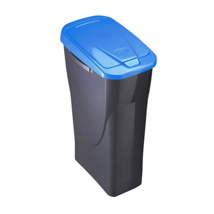 Poubelle 15 litres ecobin avec couvercle noir/bleu 31x20x42cm mondex