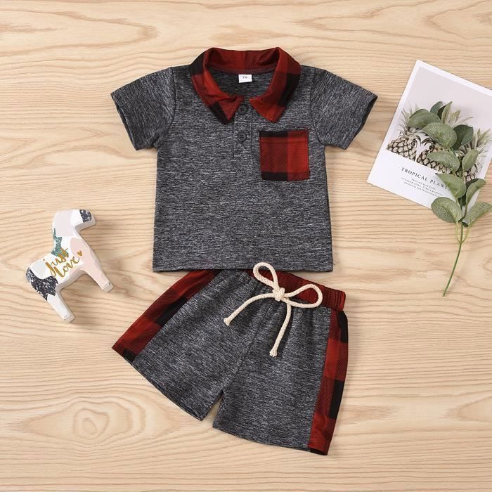 Ensemble Bébé 2 Pièces - T-shirt Manches Longues Et Pantalon En Coton Solide Pour Nouveau-né Garçon/fille
