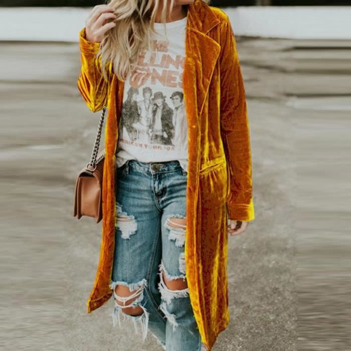 Cocila Femmes Solid Cape Sleeve Cardigan Trench Outwear Long Manteau