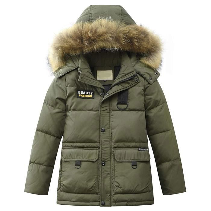 Manteau D'hiver Long Pour Enfants - Rembourrage Chaud Coupe-vent - Avec Capuche - Taille 1 à 15 Ans - Idéal Pour La Neige Et Le Froid