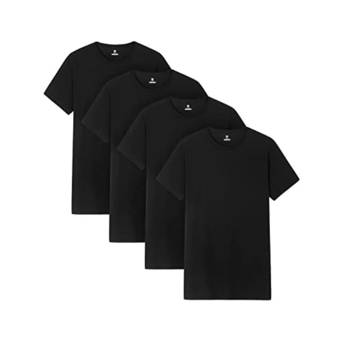 Lot de 4 Maillots de Corps Homme 100 Coton Manches Courtes TShirts sousChemise sousvêtements