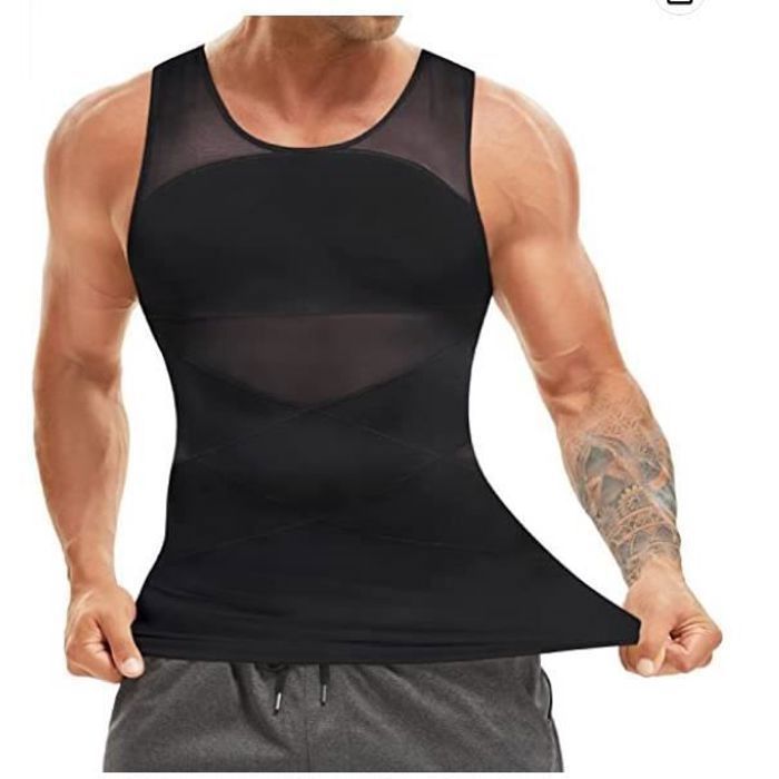 Débardeur de Compression Homme Maillot de Corps Gaine Ventre Plat Homme T  Shirt Gainant Minceur sous-vêtements