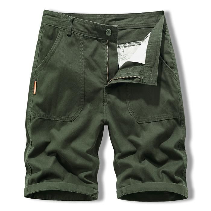 Short Cargo Homme Vert En Coton - Tailles GR32 à GR50, Neuf Avec étiquettes