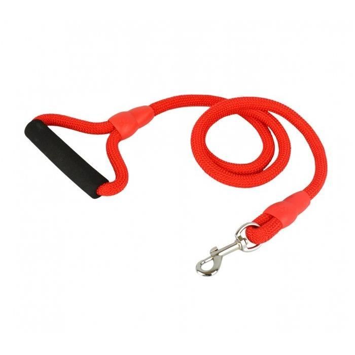 Meilleurs prix pour Laisse en corde ART 0084 114 cm pour petits et moyens chiens avec mousqueton  (Rouge)