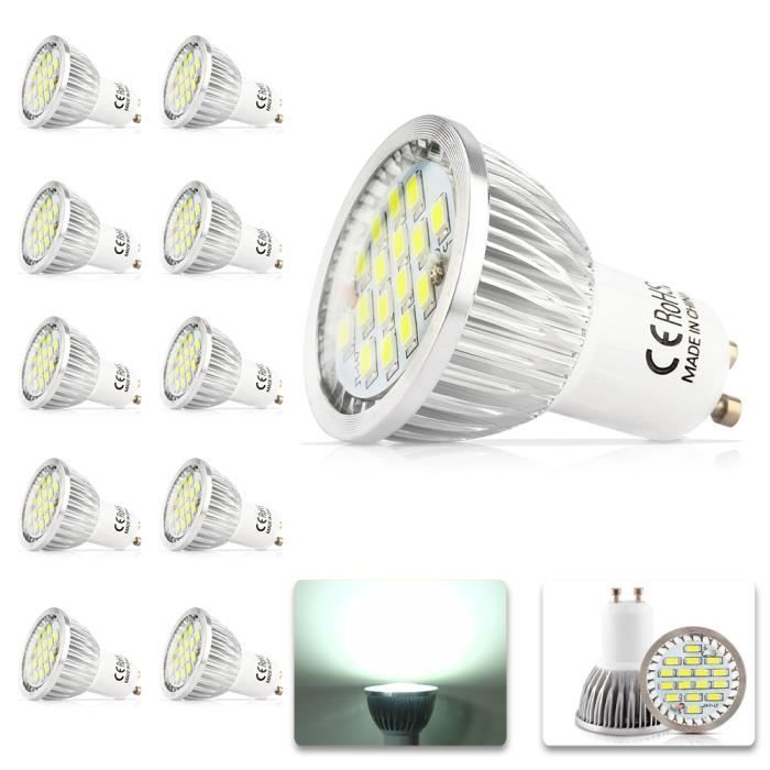 10X GU10 Ampoules LED 6W Spot LED Bulb 5630 SMD LED Lampe GU10 Lampe Bulb 480500LM Basse