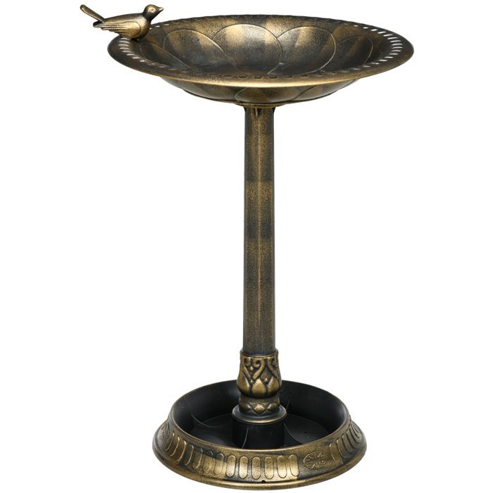 Meilleurs prix pour Bain d'oiseaux abreuvoir pour oiseaux jardinière 3 en 1 dim. Ø 50 x 72H cm PP bronze antique