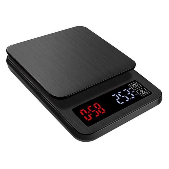Qumox Balance Cuisine Electronique Balance de Précision à Café avec Minuterie - Balance numérique de Cuisine de Haute Précision 3KG/