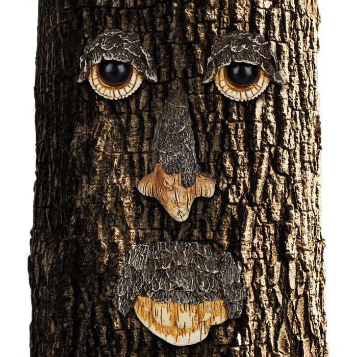 Relaxdays Visage arbre, Décoration pour arbre, 4 pièces, motif esprit