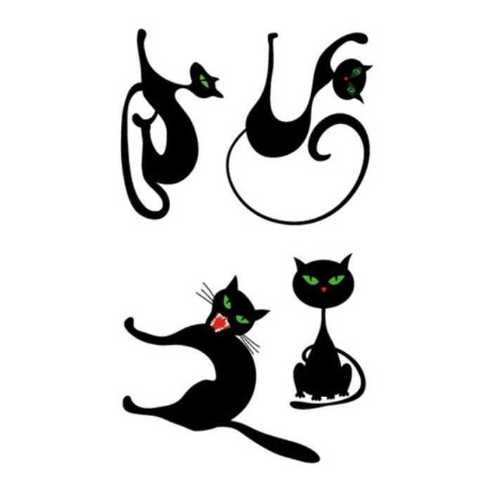 636 5 Pcs Noir Fantome Chats Temporaire Tatouage Ephemera Festif Horro Corps Art Autocollant Impermeable A L Eau Zombie Cdiscount Au Quotidien