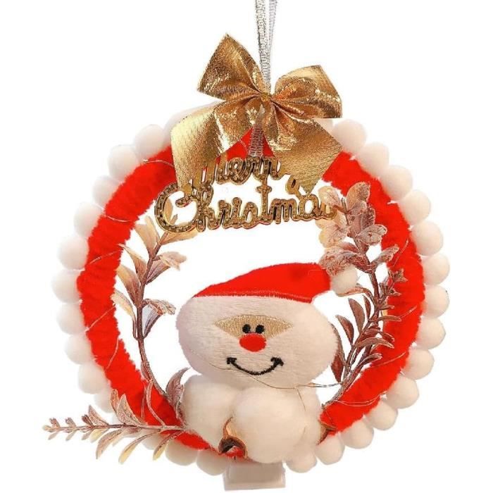 Couronne De Noël Avec Guirlande LED - Décor Escalier Ou Porte - 45 Cm Rouge Avec Baies