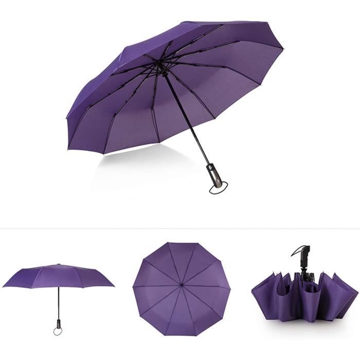 Parapluie De Voyage Automatique Entongstar - 8 Baleines Fibre De Verre - Anti-vent - Compact Noir