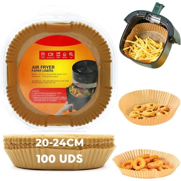 200 Papiers Cuisson Air Fryer - Antiadhésifs, Compatibles Ninja, Philips, Moulinex - Facilite Nettoyage