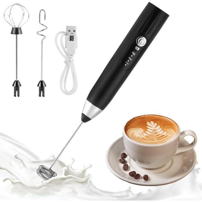 Mousseur à lait électrique rechargeable avec poignée ergonomique, élégant et amovible, pour frappe, latte, matcha