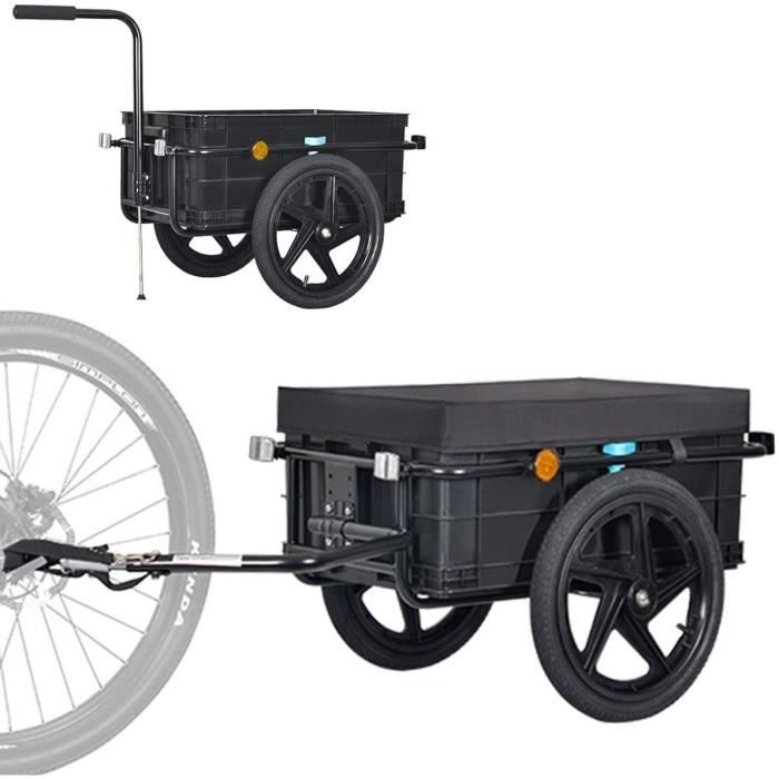 Remorque De Vélo SAMAX - Capacité 120L, Charge Max 40kg - Avec Bâche - Pneus 40cm - Pour Transport Bagages