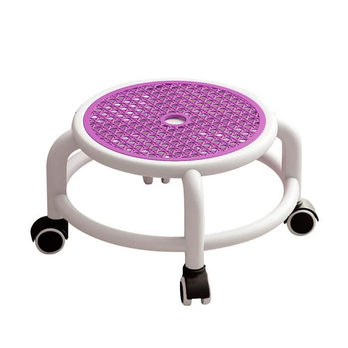siège à roulettes tabouret bas roulant rond, confortable, roue universelle, mini tabouret mobile, meuble tabouret gris violet