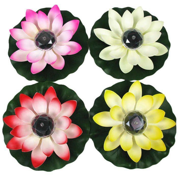 2 Lumières Flottantes Lotus Solaires Pour Étang Ou Piscine - Décorations LED Étanches