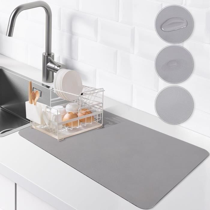 Tapis D'Égouttement Absorbant Pour Vaisselle Et Machine à Café 60x30 Cm - Antidérapant Pour Cuisine & Salle De Bain
