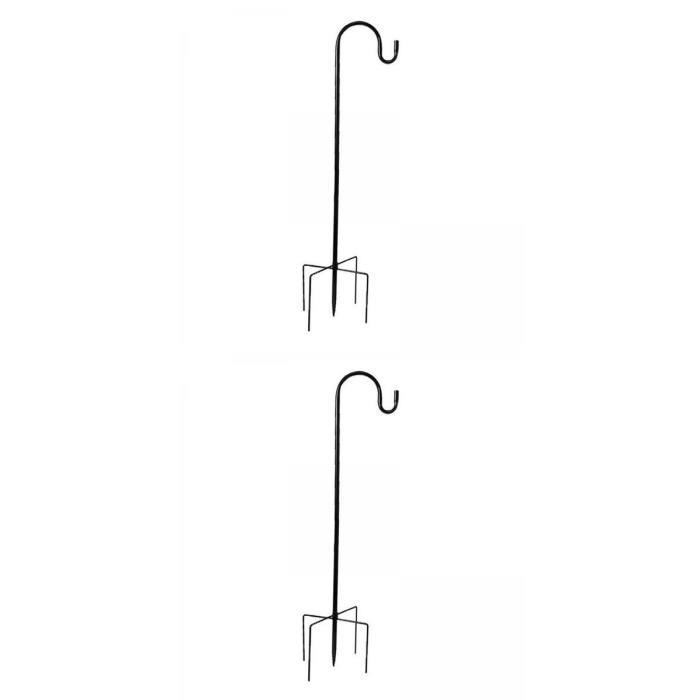 ZRSWV 2 x Crochet de berger de jardin, pour l'extérieur, tige de berger réglable et robuste pour suspendre plantes, lanternes, lumières, décoration de mariage (Noir, 1,6 m