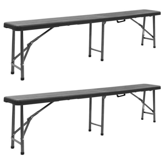 vidaXL Bancs de jardin pliables lot de 2 180 cm PEHD