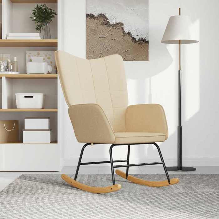 Chaise à Bascule De Salon – Tissu Polyester, Cadre Acier, Rails Bois – Dimensions 61 X 78 X 98 Cm – 7 Boutons, Design Moderne – Plusieurs Couleurs