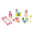 Maison de poupées en bois Happy Day JANOD - Pour enfants dès 3 ans - 3 étages - 12 pièces de mobilier-1