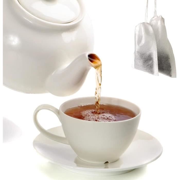 200 pcs jetable sachet de thé vide filtre à thé avec cordon de serrage pour  thé en vrac botao