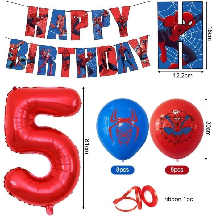 Déco Anniversaire Super Héros 5 Ans – Lot De Ballons, Bannière, Nappe, Décorations Gâteau – Kit Complet Pour Fête Thème Héros